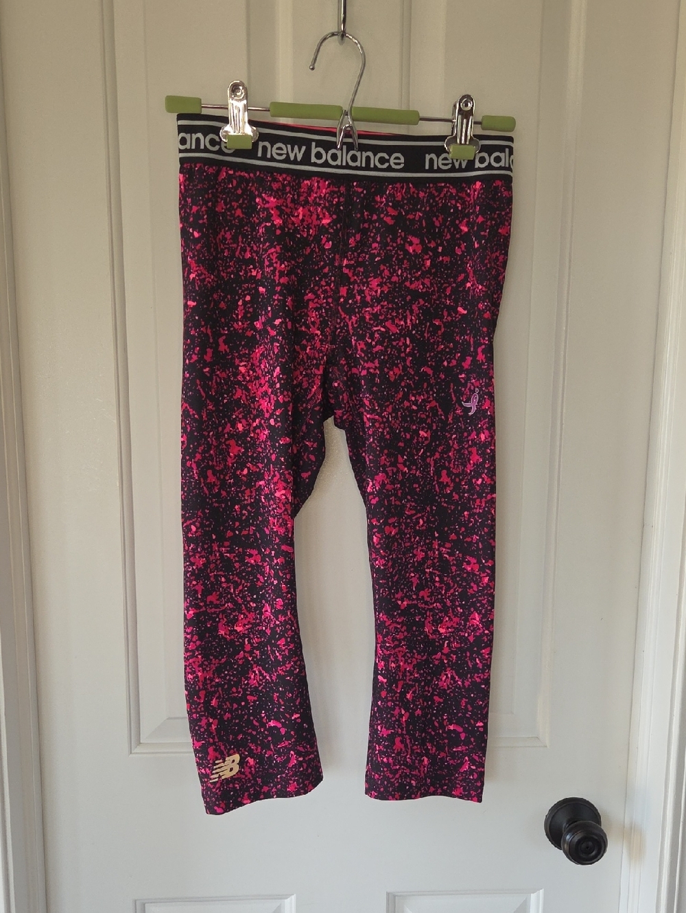 New Balance Black and Hot Pink Splatter Women's Leggings